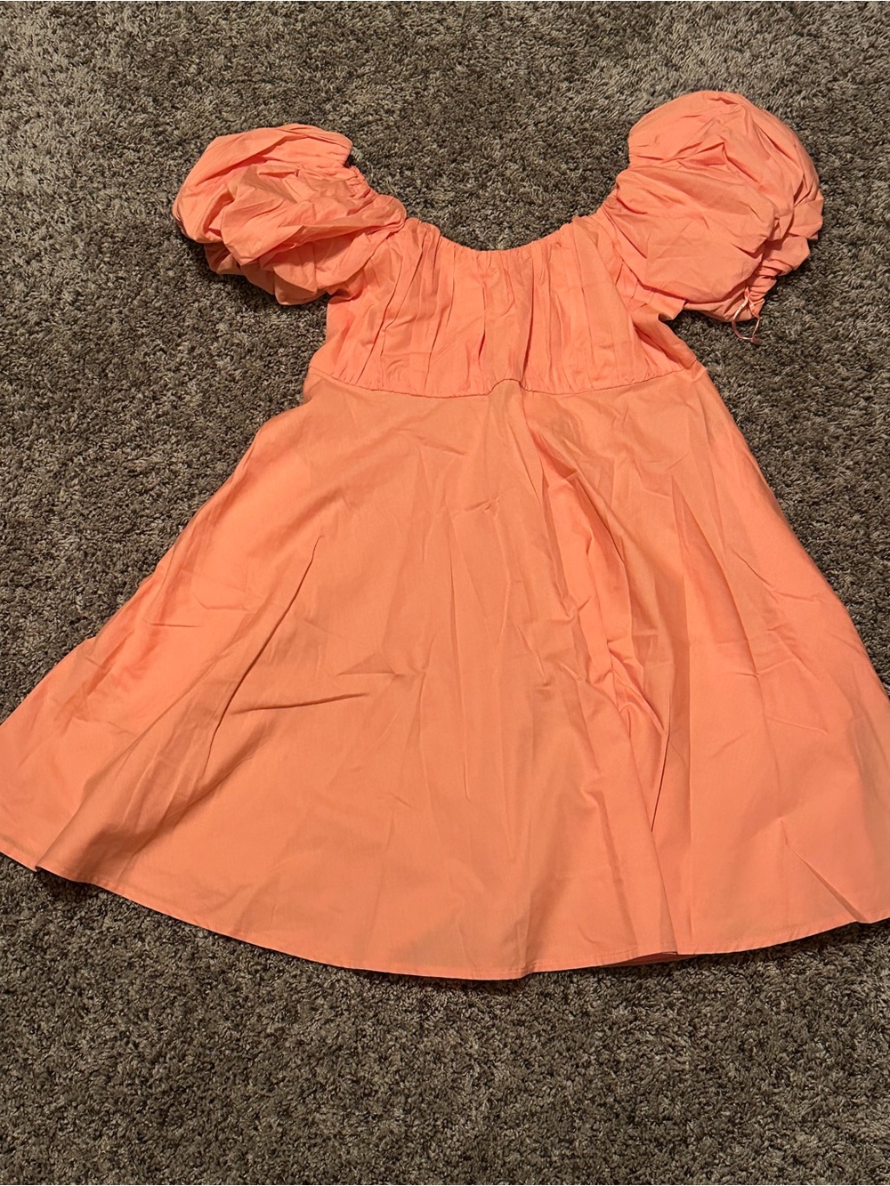 Abercrombie & Fitch Peach/Coral Puff-Sleeve Mini Dress